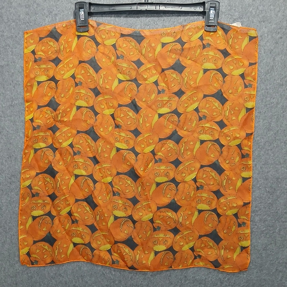 VTG 90s Halloween Jack O Lantern Scarf Kitschy Cute Pumpkin Y2K Chic Fall